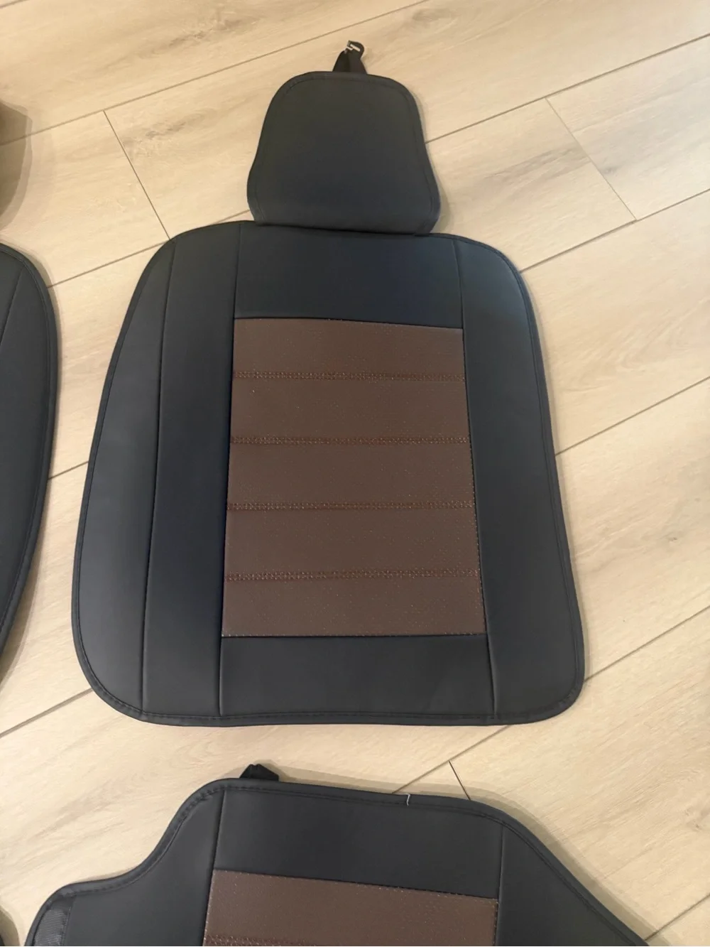 Premium Two-Tone Full Set Car Seat Covers (Black & Brown)